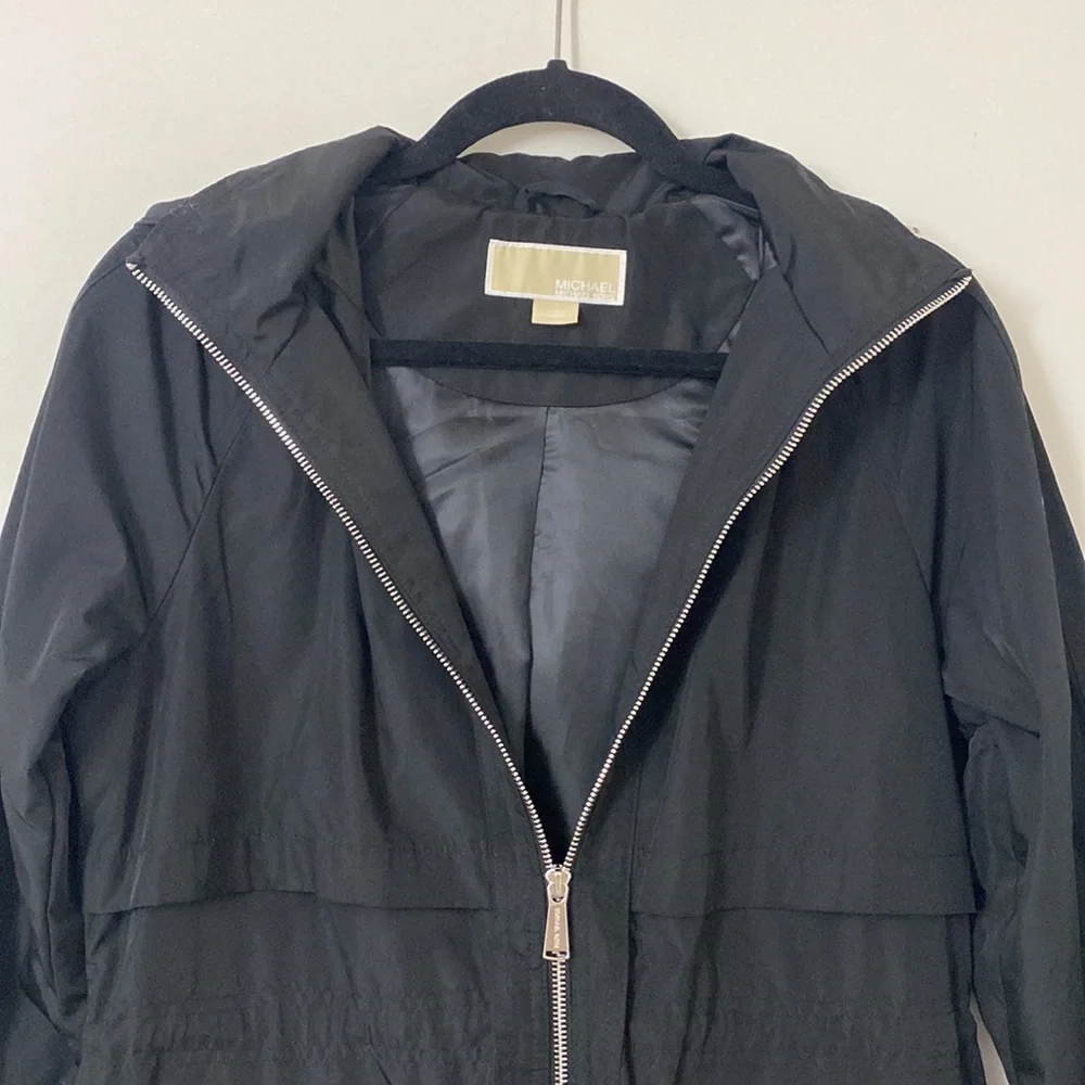 Michael Kors Black Anorak Zip Front Rain Jacket - Picture 3 of 16